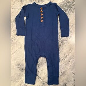 Posh Peanut Blue One Piece with Brown Buttons